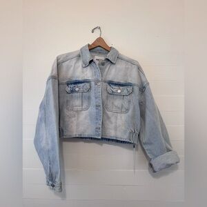 Light Blue Cropped Denim Jacket size large NWT